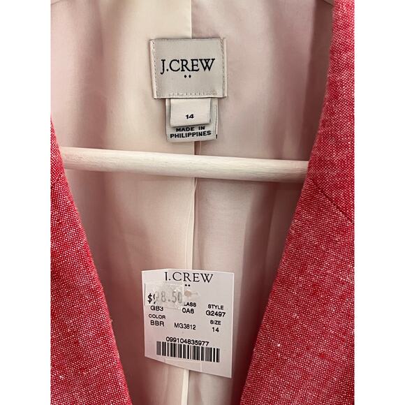 J. Crew Linen Blend Single Breasted Schoolboy Blazer Heathered Red Womens 14 NWT - Picture 6 of 8
